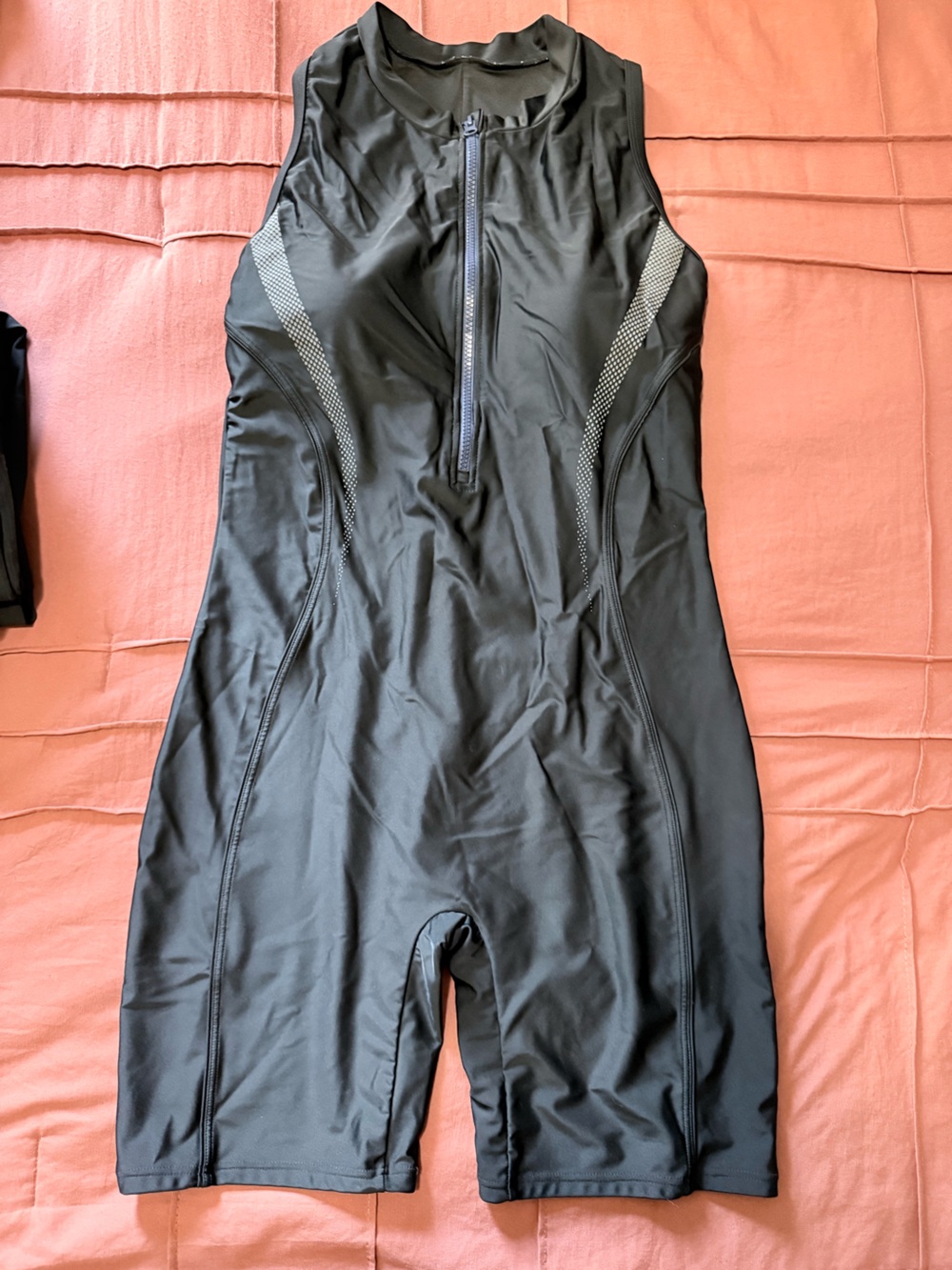 xL Black Zip-Front Swim Suit – High-Coverage Performance